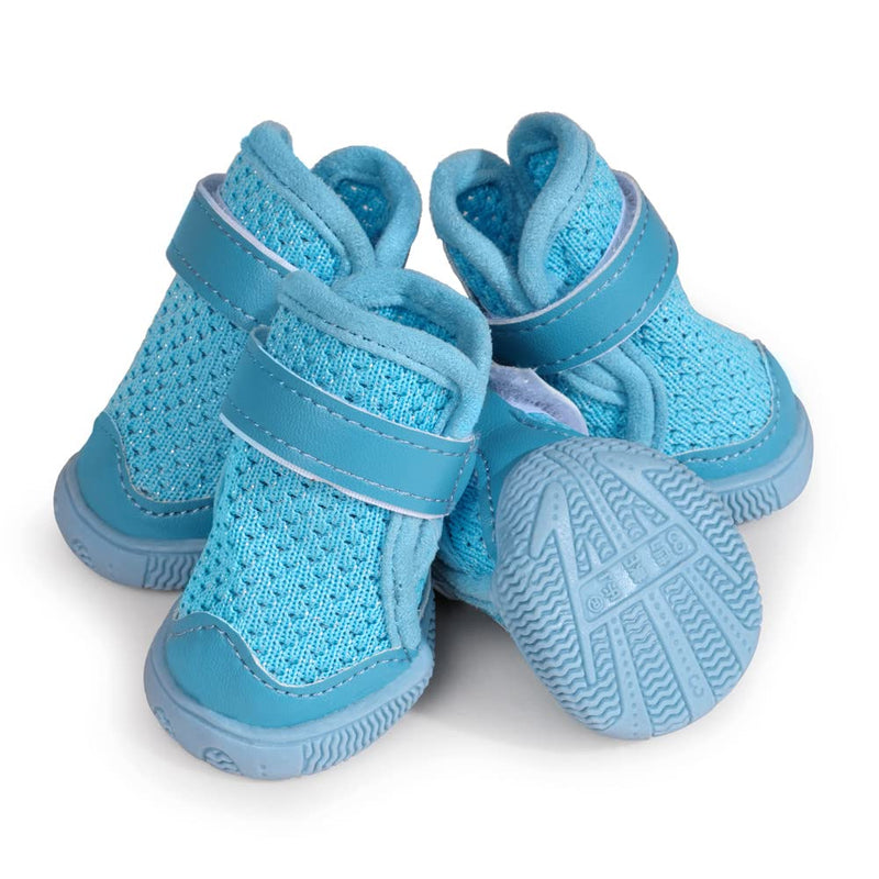 Hdwk&Hped Small Dog Boots, Breathable Mesh Summer Dog Shoes Pink Stylish PU Dog Girl Booties with Durable Non-Slip Rubber Sole (Solide Style - Blue, #3 (6~10lb)) Solide Style - Blue #3 (6~10lb) - PawsPlanet Australia