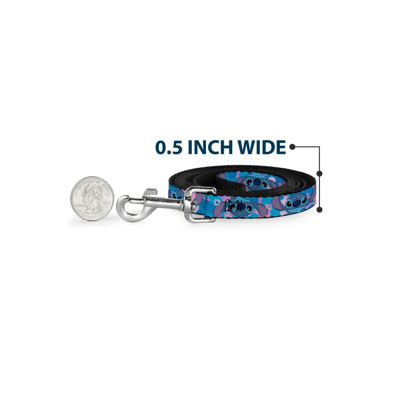 Disney Pet Leash, Dog Leash, Lilo and Stitch Stitch Flip Expressions Close Up Blues Pinks, 6 Feet Long 1.5 Inch Wide 6 Feet Long - 1.5" Wide - PawsPlanet Australia