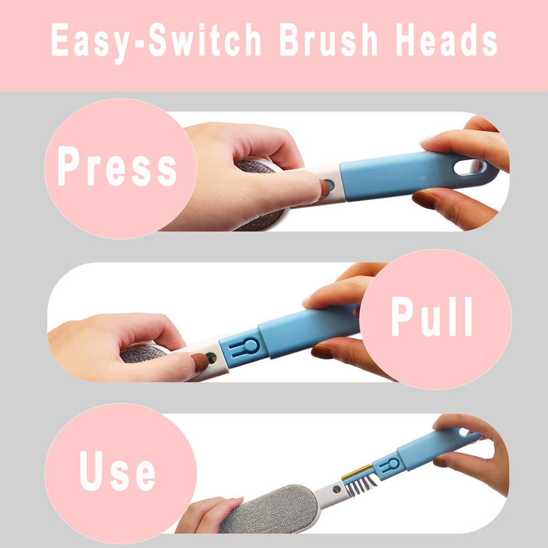 VrythosNex 4-in-1 Pet Hair Remover for Couch, Car, Furniture, Carpet - Portable Dog Cat Fur Hair Removal Tool with Detachable Brush, Lint Brush, Fabric Shaver, Crevice Tool (Pink) Pink - PawsPlanet Australia