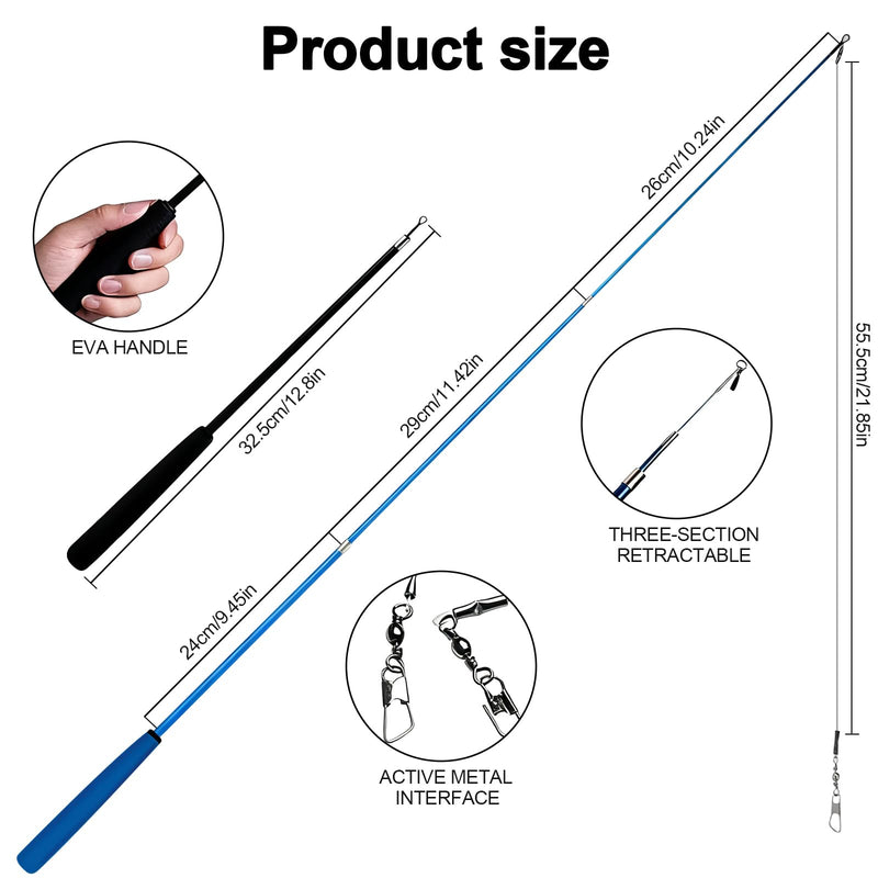 12PCS Interactive Cat Toys, Retractable Cat Toy Wand and Feather Toys Refills, Cat Toys for Indoor Cats to to Chase and Exercise, Replacement Teaser with Bell, Durable and Safety Feathers for Kitten - PawsPlanet Australia
