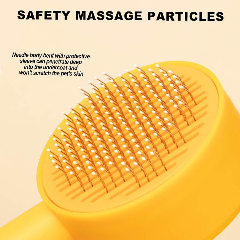 Small Cat Brush for Short or Long Haired Cats Dogs Rabbits, Cute Dog Brush with Release Button for Massage and Removes Loose Fur, Pet Grooming Deshedding Brush Orange - PawsPlanet Australia