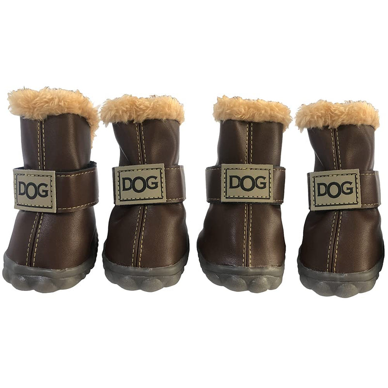 WINSOON Dog Australia Boots Pet Antiskid Shoes Winter Warm Skidproof Sneakers Paw Protectors 4-Ppcs Set (Size 2, Dark Brown) Size 2 - PawsPlanet Australia