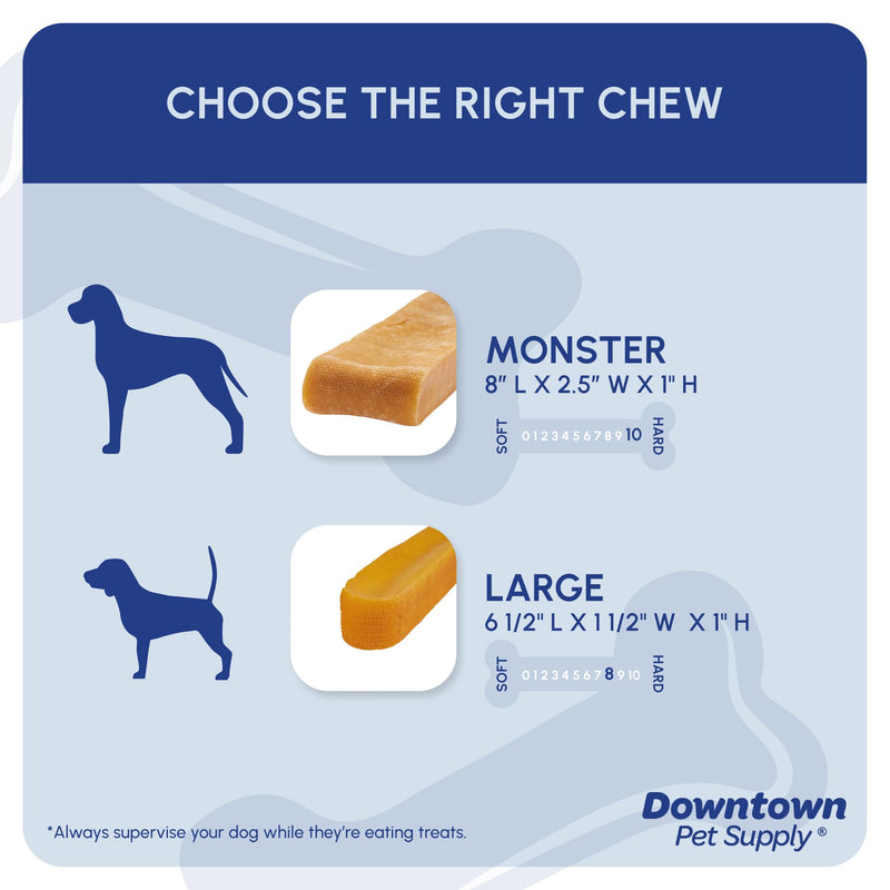 Downtown Pet Supply - Monster Yak Cheese Himalayan Dog Chews & Braided Bully Stick Dog Treats - Dog Dental Care & Plaque Remover for Teeth - Rawhide Free Dog Chews - Zinc, Calcium, Vitamin D - 1pk 1 Count (Pack of 1) - PawsPlanet Australia