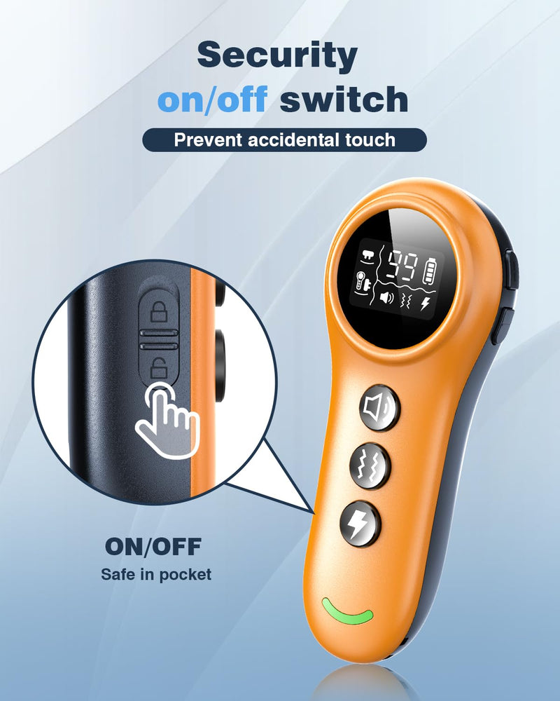 2-in-1 Dog Shock Collar & Dog Bark Collar - Smart Anti Barking Dog Training Collar with 5 Adjustable Sensitivity & 3300FT Remote for All Breeds IP67 Waterproof Rechargeable E-Collar (Orange) Orange - PawsPlanet Australia