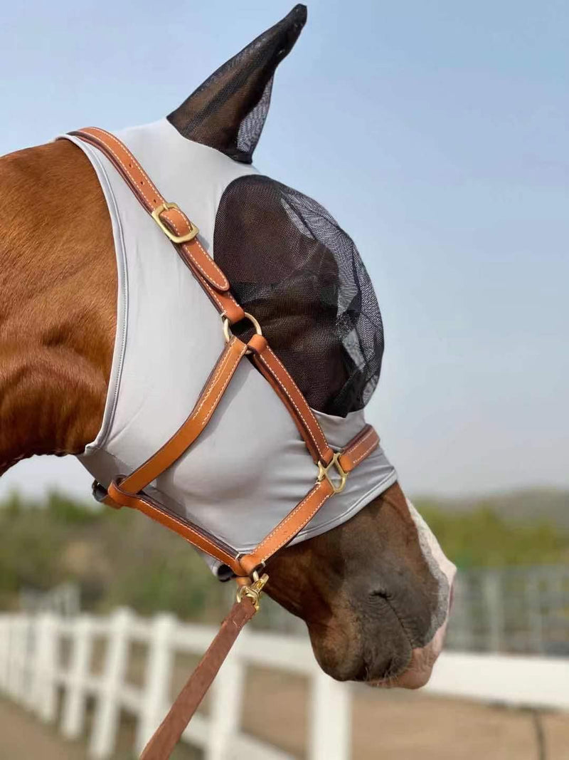 TGW RIDING Horse Fly Mask Super Comfort Horse Fly Mask Elasticity Fly Mask with Ears We Only Make Products That Horses Like (Gray, L) Gray - PawsPlanet Australia