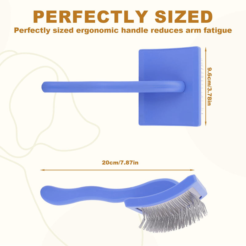 Slicker Brush with Comb for Dogs, Self-Cleaning Dog Grooming Brush with Long Pins & Rubber Round Tips Deshedding Comb for Long Hair Pets Cats Remove Tangles Knots (Blue) Blue