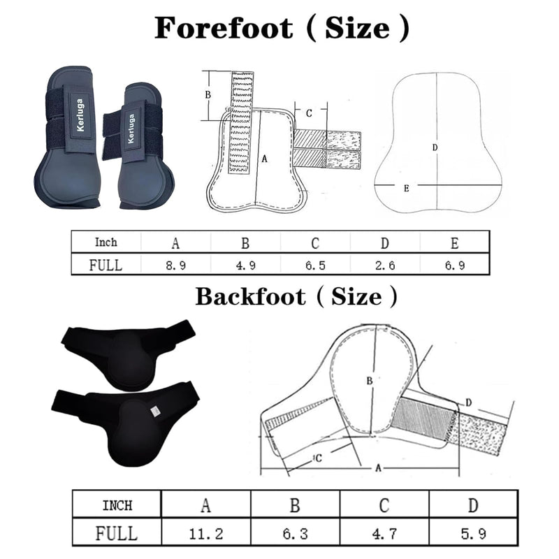Horse Boots Set of 4 Open Front & Fetlock Tendon Boot for Horses Professional Sport Protection Impact-Absorbing Equine Leg Support Wraps for Jumping, Riding, Training (Black, Full) Black - PawsPlanet Australia