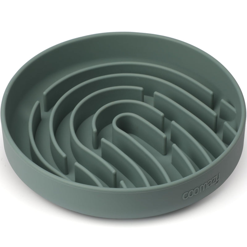 Coomazy Silicone Slow Feeder Dog Cat Bowls, Interactive Puzzle Toy for Pets Food Training, Keeps Dogs Cats Busy, Prevents Puppy Kitty Overeating (Dark Green, Large: 3.2Cup) Dark Green