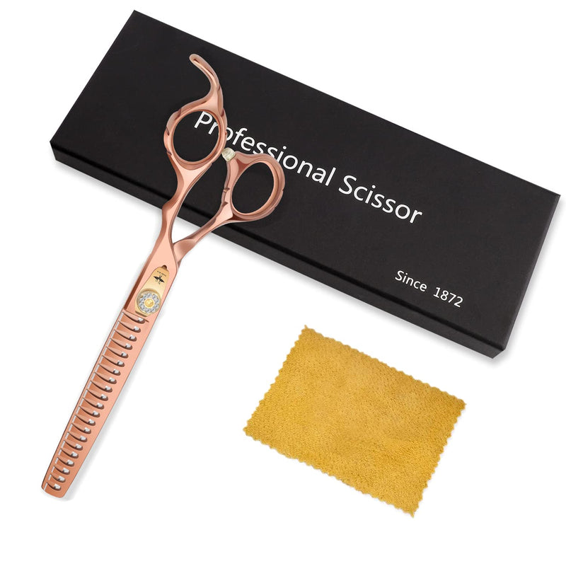 PURPLEBIRD 7 Inch 21-Teeth Chunkers Dog Grooming Scissors,Professional Safety Blunt Tip Trimming Shearing for Dogs Cats Japanese Stainless Steel Bronze 7in Chunker - PawsPlanet Australia