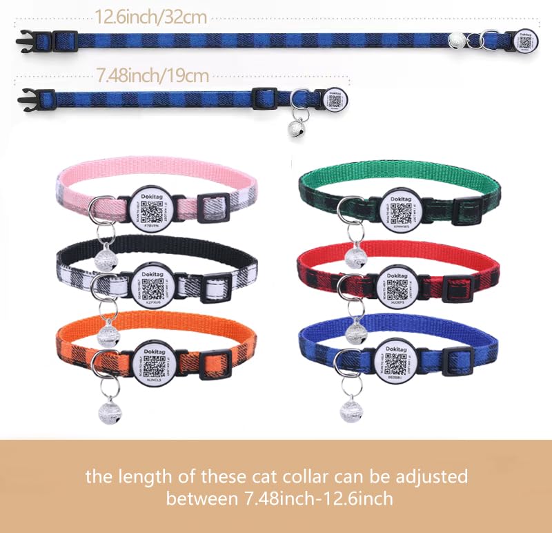 Cat Collar with Pet ID Tag,Breakaway Cat Collar QR Code Tag, Personalized Cat Collar, Cute Kitty Collar with Bells,Pet Online Profile-Scan QR Receive Instant Pet Location Alert Email (Blue) Blue - PawsPlanet Australia
