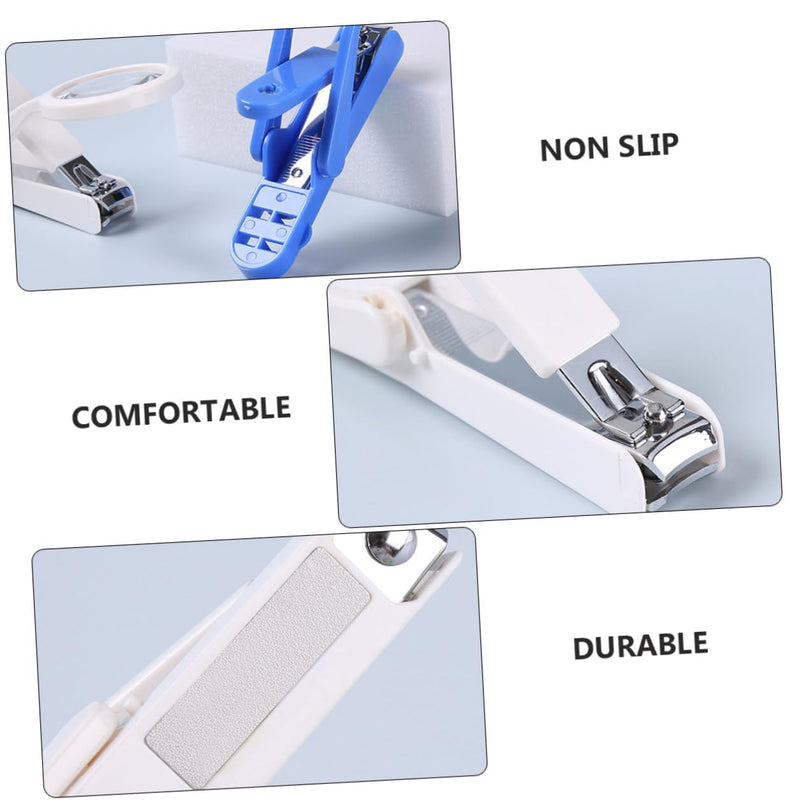 2Pcs Rotatable Magnifying Glass Nail Clippers for Hamster and Hedgehog, Small Pet Paw Cutters White and Blue Handles, Precise Grooming Tool for Pet Living Supplies
