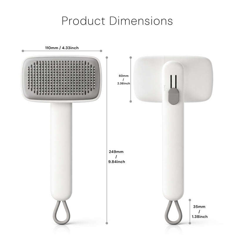 Self Cleaning Slicker Brush for Cats and Dogs | Deshedding Tool for Long and Short Hair | Pet Grooming Brush Reduces Shedding | Cat Comb and Dog Hair Brush (White) Snow White - PawsPlanet Australia
