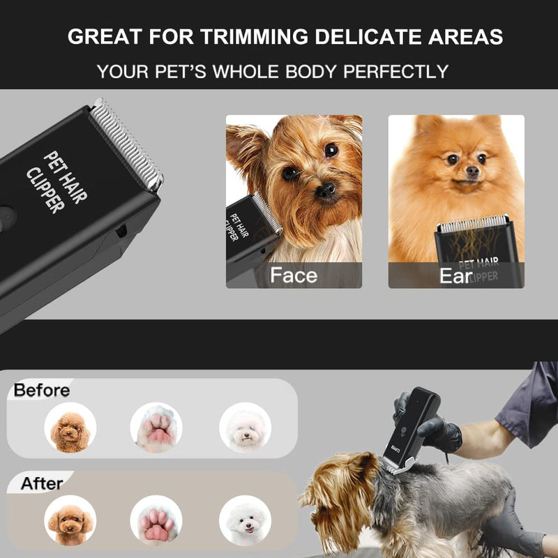 Professional Cat Grooming Clippers for Matted Hair, Low Noise Cat Dog Grooming Kit Rechargeable Pet Clippers Trimmer for Dogs,Puppy,Cats,Rabbit, Black Standard Set - PawsPlanet Australia