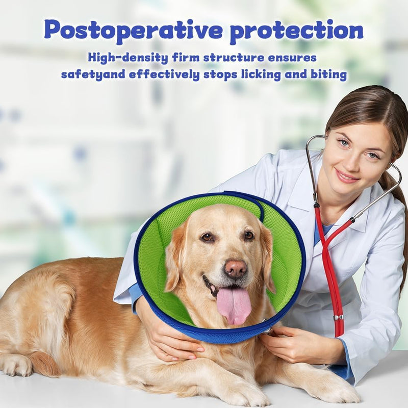 Adjustable Comfy Cones Soft Dog Cone Collar Alternative - for Large/Medium/Small Dogs to Stop Licking After Surgery, Comfortable Fabric Elizabethan Collars, Head Cone of Shame for Neuter Recovery - L