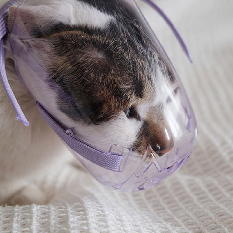 Reusable compact pet muzzle for kittens made of polypropylene. Easy to put on. Protects against bites during feeding and bathing.