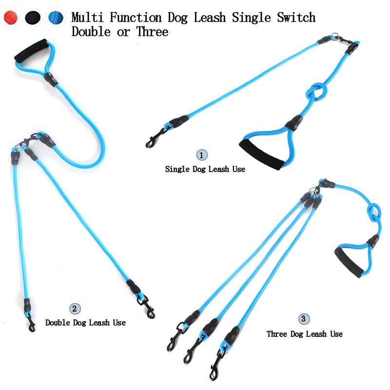 Heyllou 3 in 1 Durable Nylon Dog Leash with Padded Handle, 360° Swivel No Tangle Climbing Rope Removable Pet Traction Rope, Lead for Medium Large Dogs Blue - PawsPlanet Australia