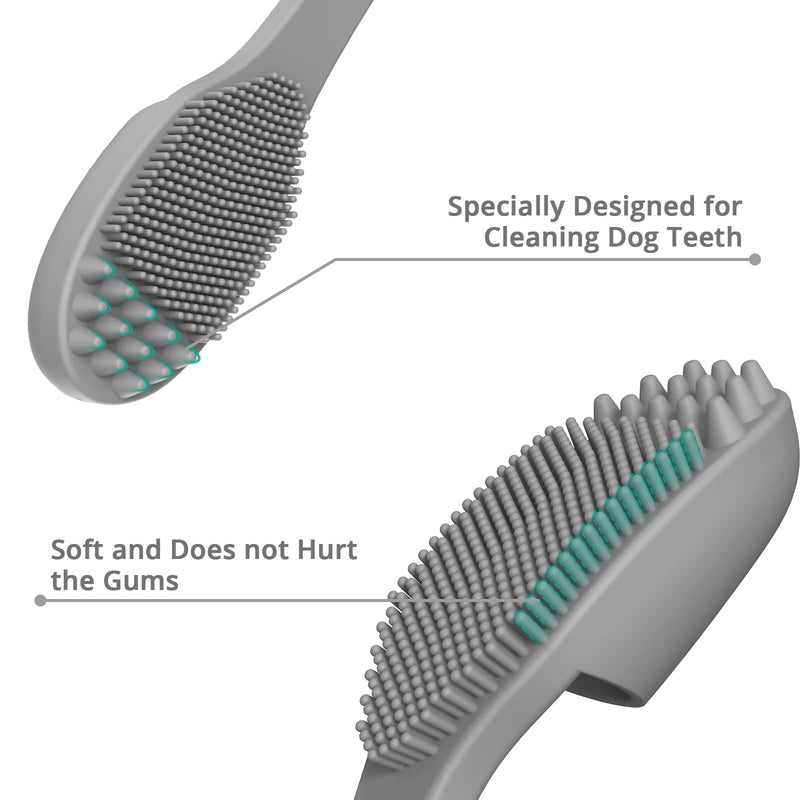 Coomazy Dog Finger Toothbrush, Dog Tooth Brushing Kit with Food Grade Silicone, Easily Clean Teeth Dirt, Suitable for Medium and Large Dogs, 2-Packs, Beige+Grey Grey+beige - PawsPlanet Australia