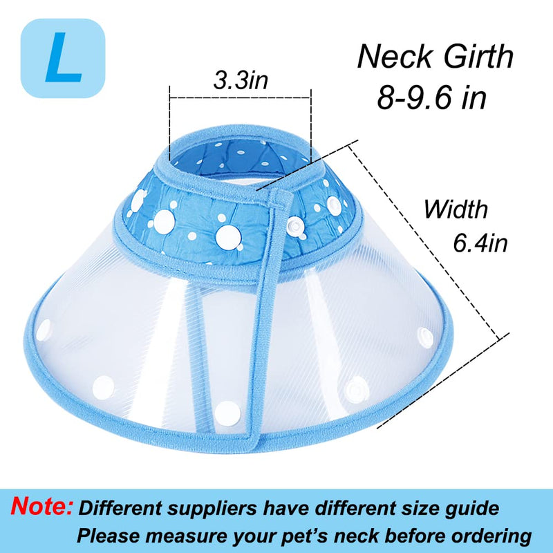 Vivifying Dog Cones for Small Dogs, Adjustable 8-9.6 Inches Soft Lightweight Elizabethan Collar for Small Dogs and Large Cats to Stop Licking Wounds After Surgery(Blue) L(Neck: 8.0-9.6 in) Blue