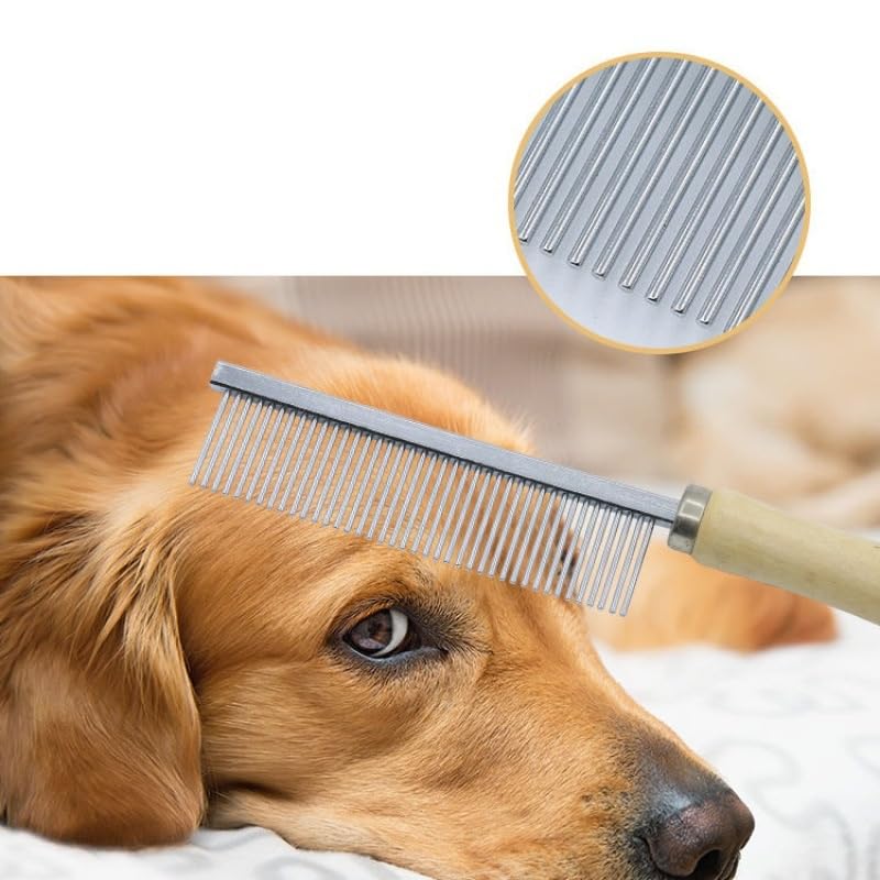 Silver Dog and Cat Combs For Grooming Long Haired Cats and Dogs - Pet Dog Cat Comb Stainless Steel Pin Teeth Wooden Handle Grooming Fur Hair Brush - Comb Removes and Prevents Matted Fur，Grooming - PawsPlanet Australia