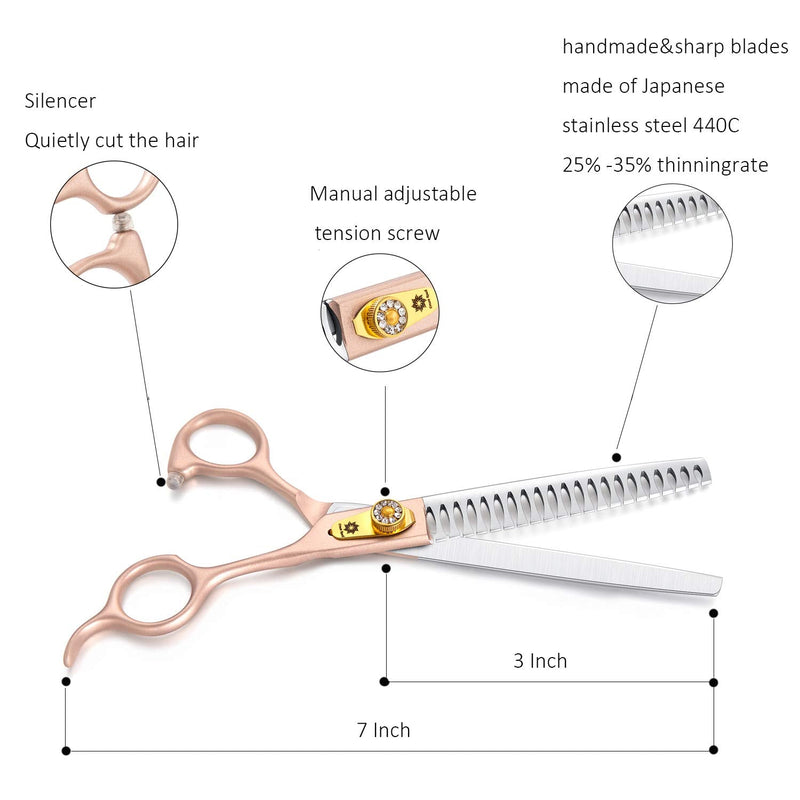 Dream Reach 7'' Professional Pet Grooming Chunker Scissors, 440C Japanese Steel Chunker Shears for Dog Cat and More Pets 7 Inch-chunker Scissors