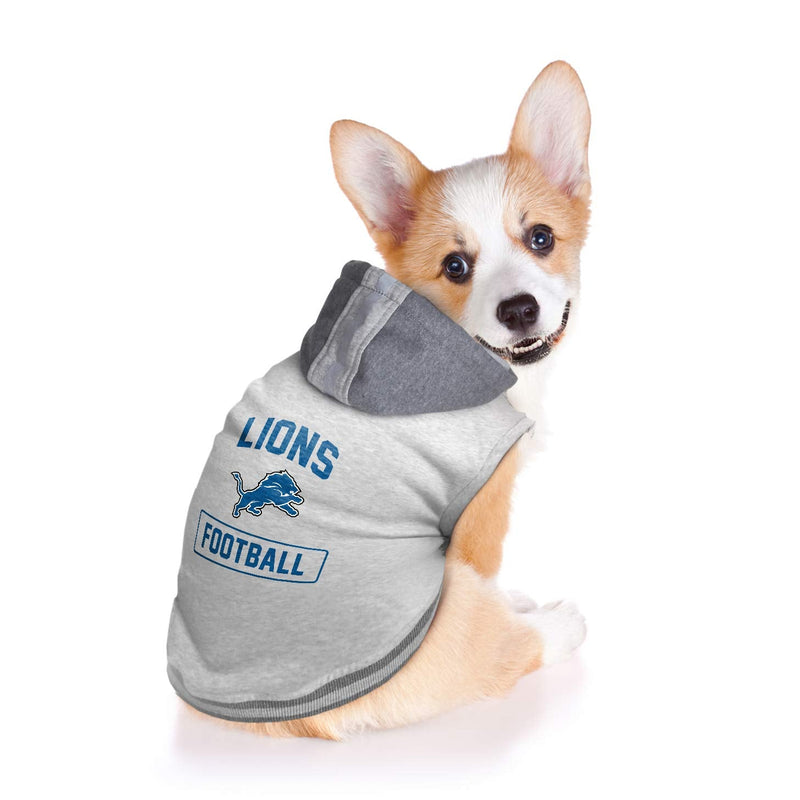 Littlearth NFL Unisex-Adult NFL Pet Hooded Crewneck with Team Logo and Name Detroit Lions TC Team Color - PawsPlanet Australia