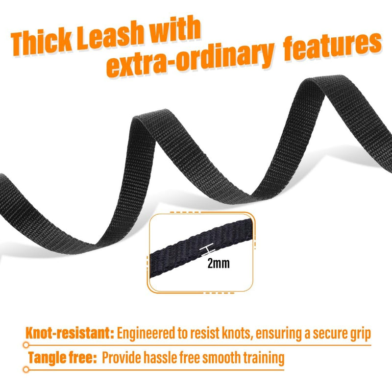 Dog Training Leash - Long Line for Recall & Obedience, Nylon Training Lead with Padded Handle, 15 ft / 20 ft / 30 ft / 50 ft / 100 ft - Long Leash for Dogs Outside, Small/Medium/Large 100ft Black - PawsPlanet Australia