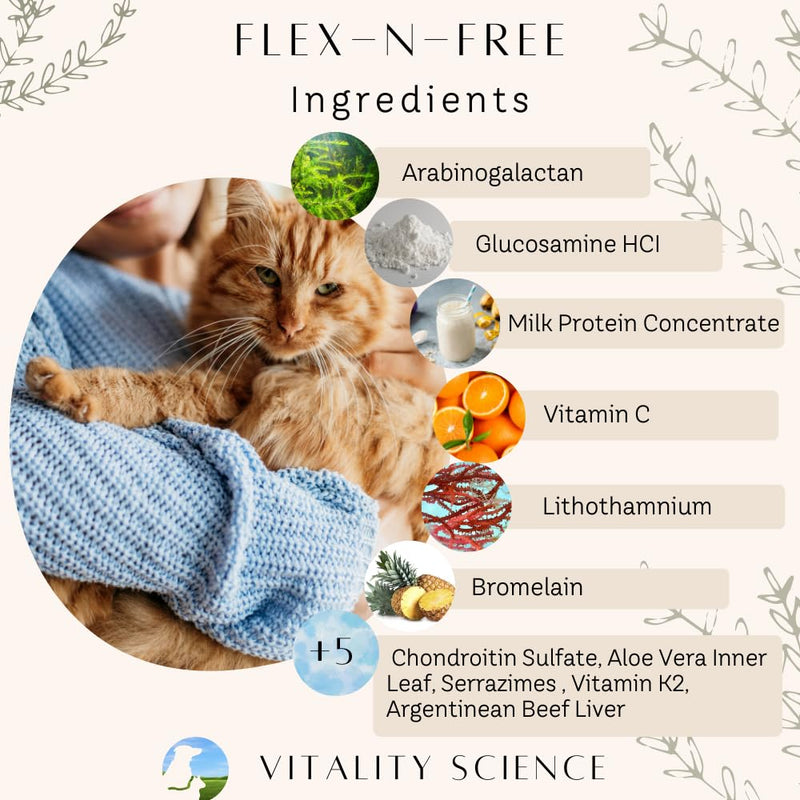 Vitality Science Flex N Free for Dogs | Promotes Healthy Bones & Joints | Relieves Stiffness | Maintains Joint Mobility | Reduces Inflammation | Builds Bone Tissue | 100% Safe & Natural (220g) 220g
