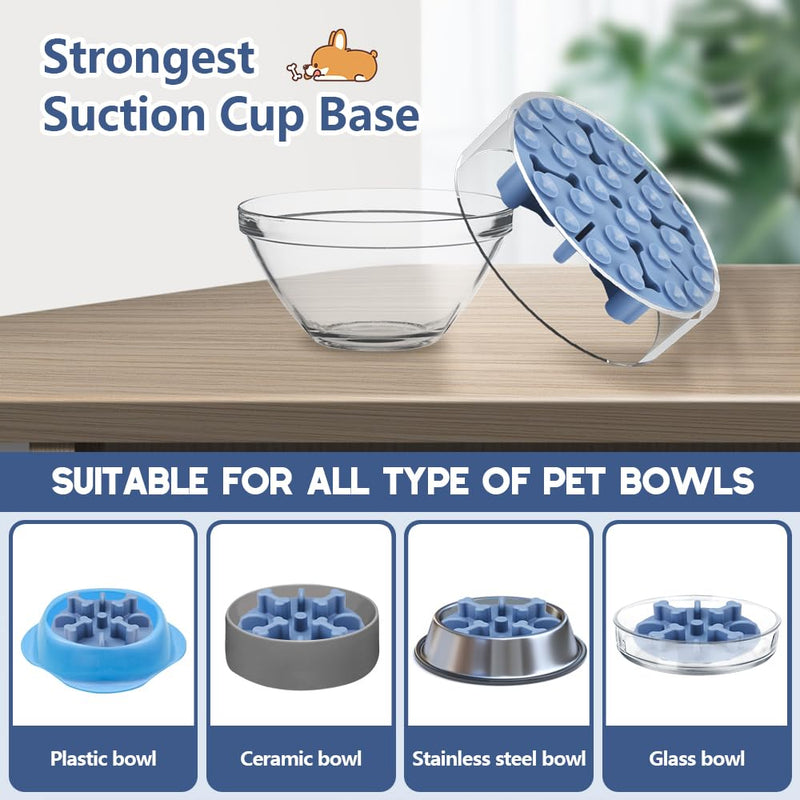 Slow Feeder Dog Bowls Insert, Animire Soft Silicone Anti-Choking Puzzle Slow Feeder, Anti-Slip Slow Down Eating Feeder Insert, Compatible with Regular Elevated Dog Bowls Slow2.0 L Blue - PawsPlanet Australia