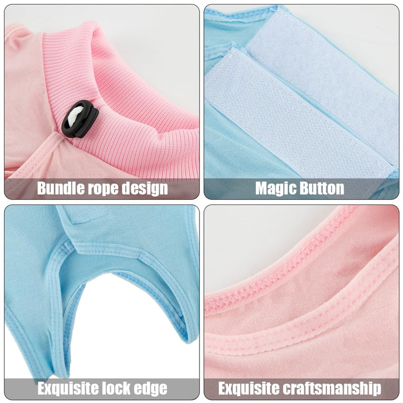 Pack of 2 Cat Bodysuit After Surgery, Cat Onesie After Surgery, Breathable, Soft Anti-Licking Bodysuit for Cats, Recovery Clothing After Sterilisation for Operations, Abdominal Wounds, Skin Diseases Blue and pink S