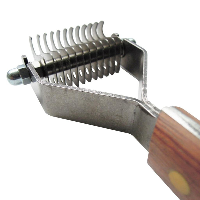 Mars Coat King Dematting Undercoat Grooming Rake Stripper Tool for Dogs and Cats, Stainless Steel with Wooden Handle for Thick Coats, 12-Blade Stripper for Groomers, Pet Owners Small/Medium Dog
