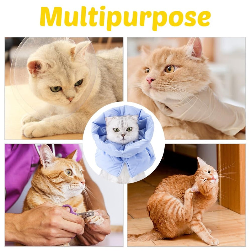 MiOYOOW Cat Recovery Collar, Cat Protective Collar, Adjustable Pet Cone Collar, Waterproof Clasps, Collars, Post-Operative Protective Collar, Leak Protection for Large Cats M