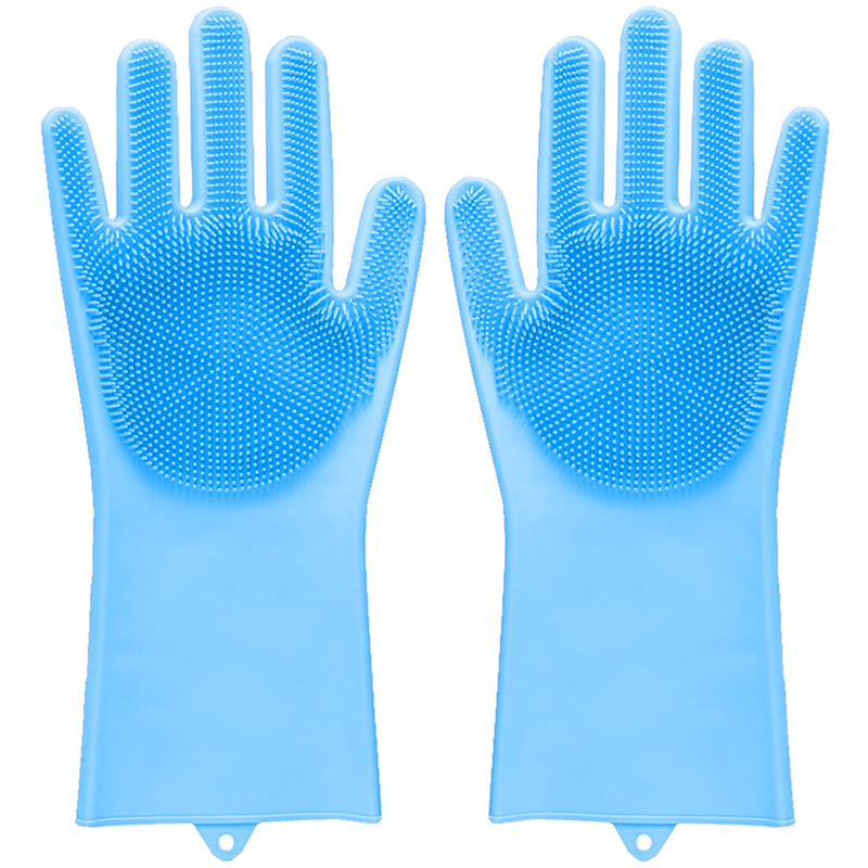 Pet Washing Gloves, Gentle Silicone Dog Bath Shampoo Shower Brush Grooming Mitts Waterproof, Massaging and Bathing Rubber Scrubber for Dogs & Cats - 1 Pair Blue - PawsPlanet Australia