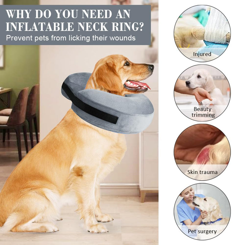 Inflatable Collar Dog Protective Collar, Dog Collar Leak Protection, Cat Collar, Adjustable Collar for Dogs After Surgery, Recovery Collar Soft Collar for Puppies M