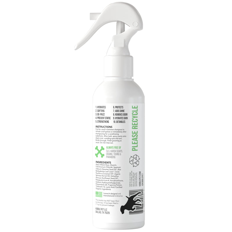Kibble Pet Dog Leave in Conditioner Spray, Professional Grooming, Dry Itchy Skin Moisturizer, Coat Deodorizer, Long Lasting Aloe Vera Honey Scent, Made in The USA (Aloe Vera & Honey, 7.1 oz) Leave In Aloe Vera & Honey 7.1 Ounces
