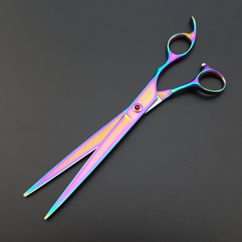 KINGSTAR 8.0in. Professional Pet Grooming Scissors Set,Titatium Plated Straight & Thinning & Curved Scissors Set with Comb,Dog Grooming,A563 8 inches 8 Inches Rainbow 3pcs Set - PawsPlanet Australia
