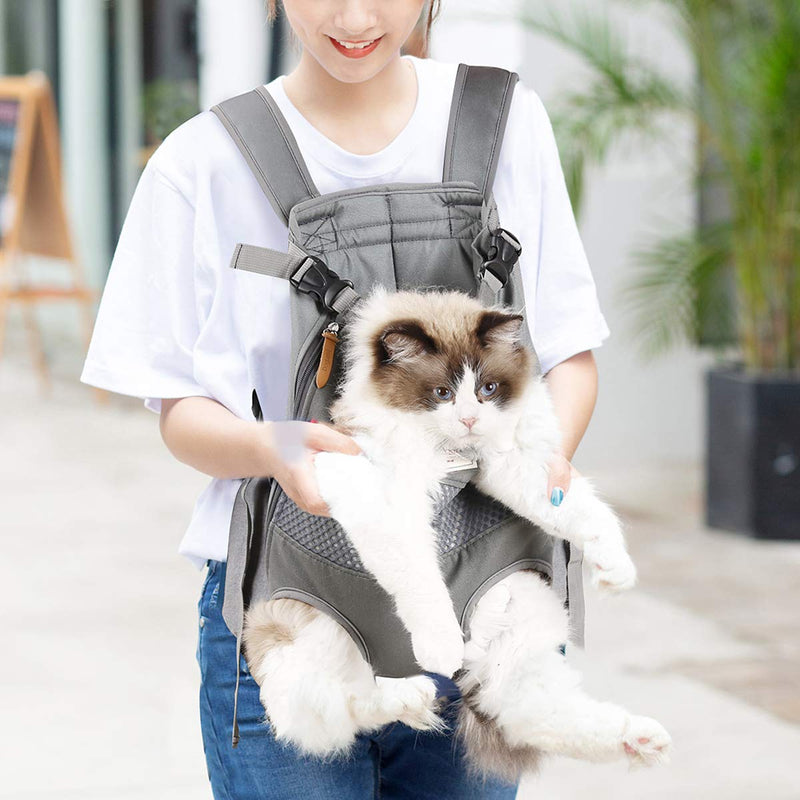 Lifeunion Legs Out Dog Carrier Backpack Hands-Free Adjustable Pet Travel Carrier for Small Medium Dogs Cats Motorcycle Hiking Walking (Grey) Grey - PawsPlanet Australia