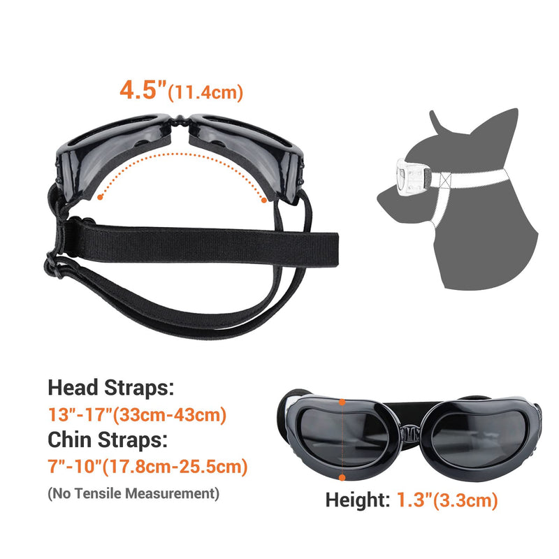 Dog Sunglasses with Adjustable Straps Dog Goggles for Small Breed Windproof Proof UV Protection Small Dog Goggles -Black Black - PawsPlanet Australia
