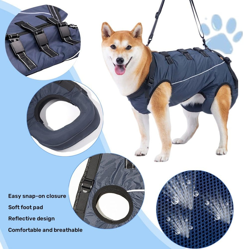 Dog Lift Harness,Dog Assistance Strap,Pet Support & Rehabilitation Sling Lift,Adjustable Padded Breathable Straps for Senior,Joint Injuries,Disabled Dogs Navy Blue Large - PawsPlanet Australia