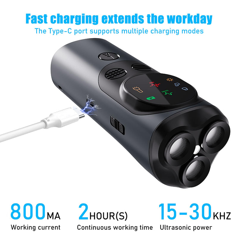 VIVK Dog Bark Deterrent Devices, 3X Sonic Emitters with 60FT Range, HD Display & LED Flashlight, Rechargeable Anti-Barking Device,Alternative to Painful Dog Training Collars
