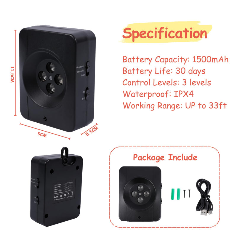 Anti-Barking Deterrent for Dogs, 3 Modes Bark Deterrent Device, Indoor & Outdoor Bark Silencer Box, Rechargeable Stop Barking Aid, Safe for Small, Medium & Large Breeds, Long Range & Waterproof - PawsPlanet Australia