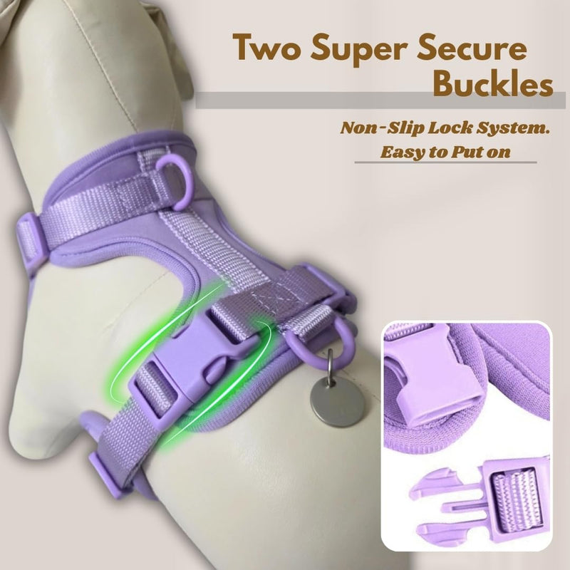 Dog Harness, No-Pull Pet Harness with 3 Leash Clips, Adjustable Soft Padded Dog Vest, Breathable Mesh Cushion for Small Medium Large Dogs (Purple, Medium (Neck:15"-19" Chest 22"-30")) Medium (Neck:15"-19" Chest 22"-30") Purple - PawsPlanet Australia