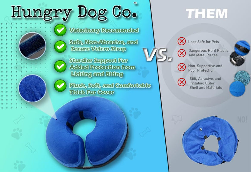 Hungry Dog Co- Premium Inflatable Dog Collar for Dogs and Cats - Helps in Pet Recovery - Comfortable and Safe for Your Pet - Soft E-collar – GREY, MEDIUM (10”- 14” neck) Medium (10”- 14” Neck) - PawsPlanet Australia