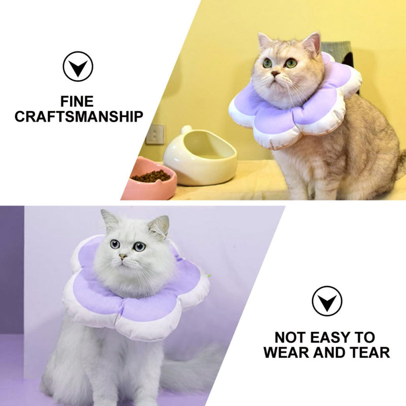 Cabilock Verstellbares Genesungshalsband für Katzen aus Weichem Pp baumwollmaterial Violetter Schutzkragen gegen Kratzen und Beißen zur Wundheilung Einfaches Design für Katzenzubehör