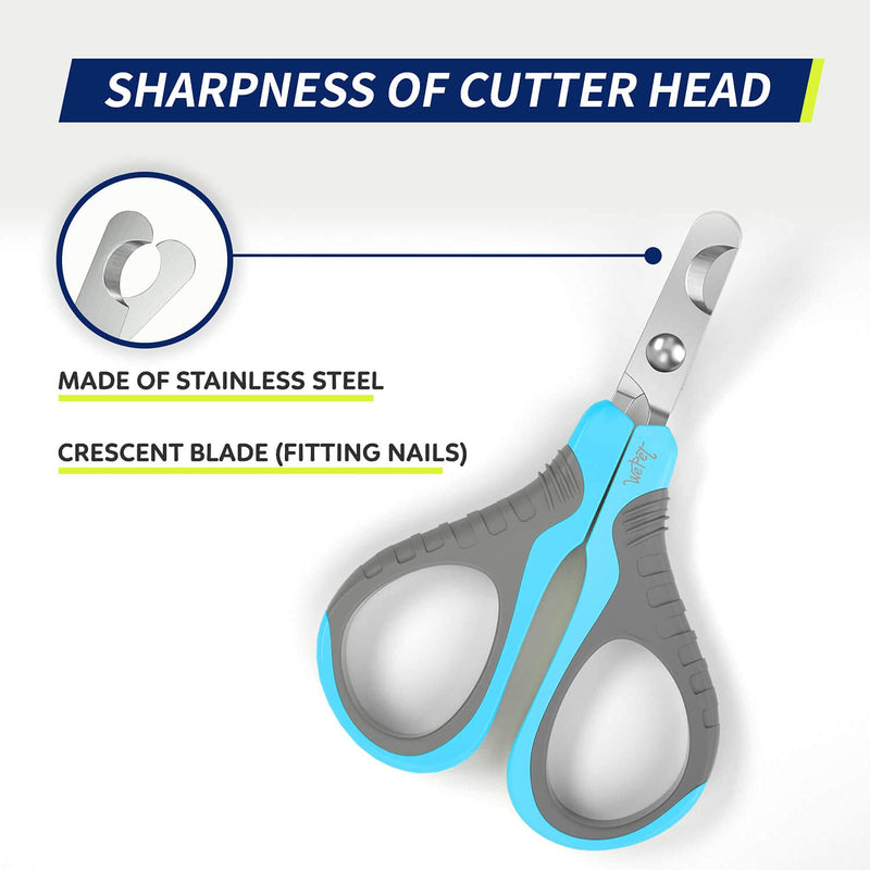WePet Pet Nail Clippers U07.1, Professional Claw Trimmer, Bended Scissor Special for Cats, Kittens, Dogs, Puppies, Small Animals, Grey/Maya Blue #13 Grey/Maya Blue - PawsPlanet Australia