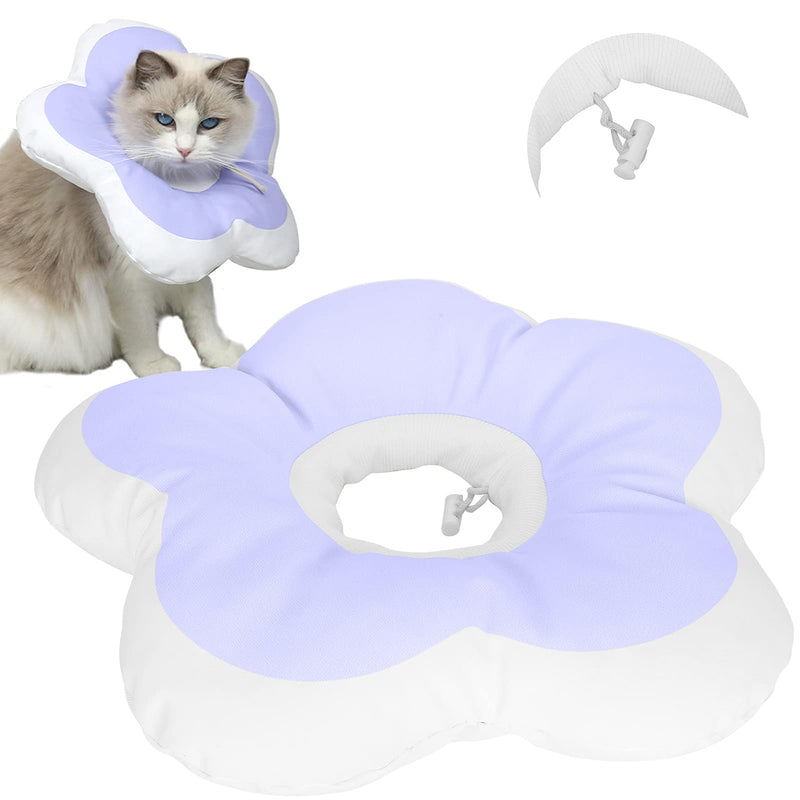 Floral Elizabeth neck collar for pets, waterproof, lick-proof, soft, comfortable, adjustable, for post-surgery recovery, Halloween and Christmas parties, (S) Purple S