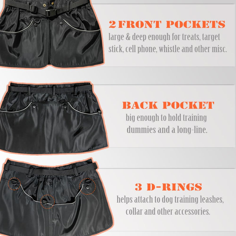 Dog Trainer Vest for Men Women with Big and Deep Pockets, Pet Handler Waist Treat Pouch Apron Design of Functionality for Holding Dog Stug Toy, Training Dummies, Rope (Medium) Medium Black - PawsPlanet Australia
