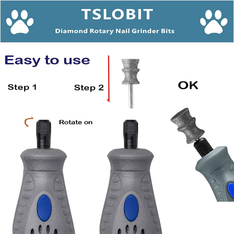 Diamond Dremel Dog Nail Grinder Attachment,1/8'' Pet Nail Grinder Wheel for Dremel Dog Nail Grinder, Diamond Rotory Bit for Dogs&Pets Nail Care（Large V） Classic V 80# 1P - PawsPlanet Australia