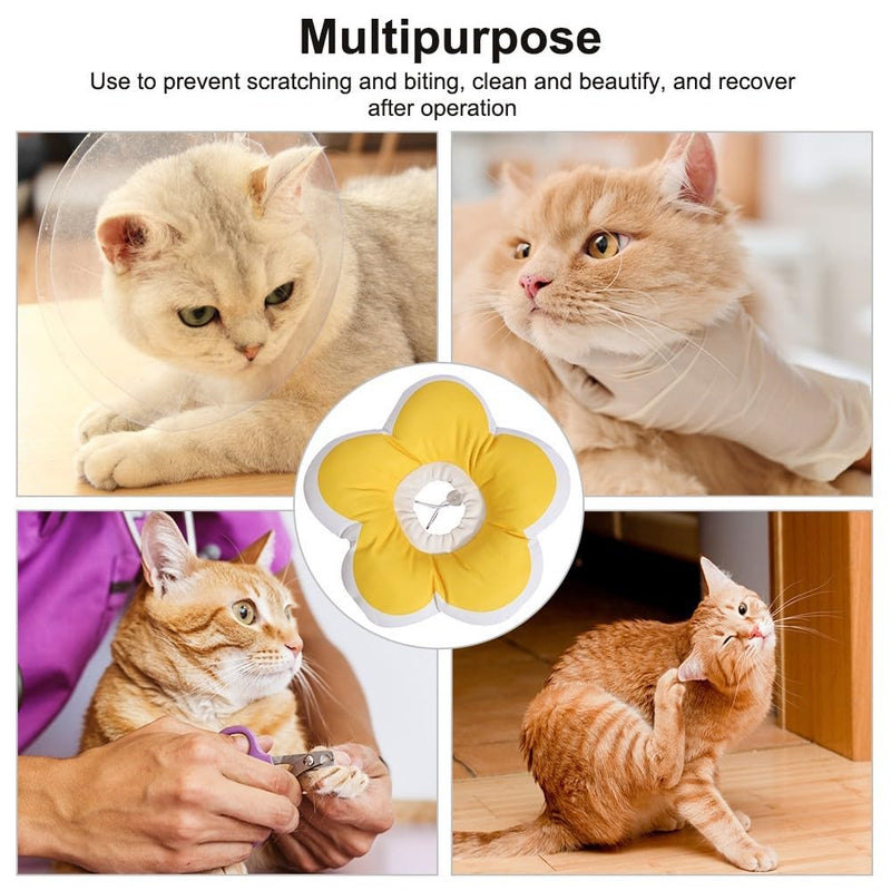 Cat Recovery Collar, Cute Waterproof Cat Neck Collar Anti Licking Elizabethan Collar for Cat Dog Surgery Bathing Trimming Yellow 11cm-23cm/4.3"-9.0" - PawsPlanet Australia