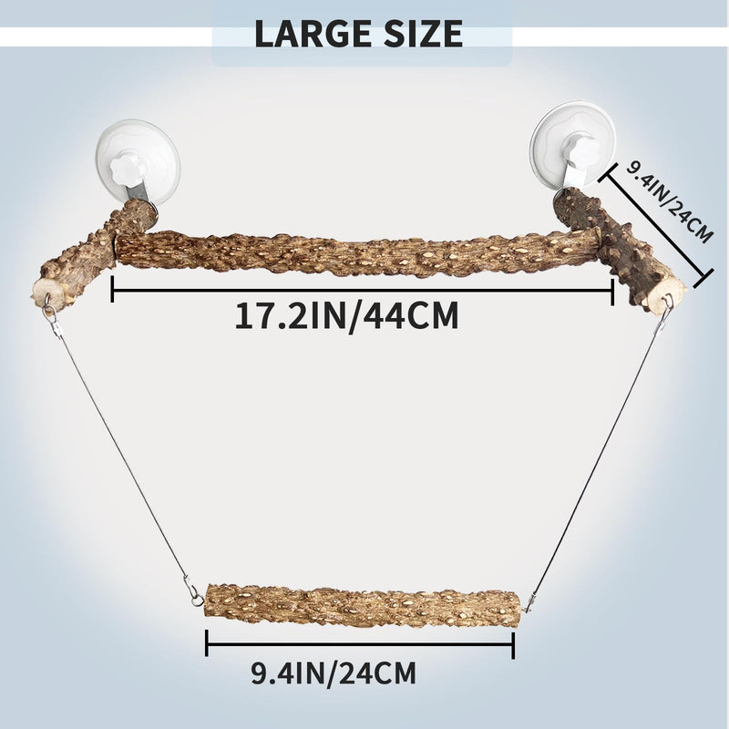 Bird Perch Stand with Suction Cup for Window, Extra Large Bird Window Training Perch Swing for Parrot, Parakeet, Cockatiel, Conure, Budgie, Lovebirds, African Greys, Macaws