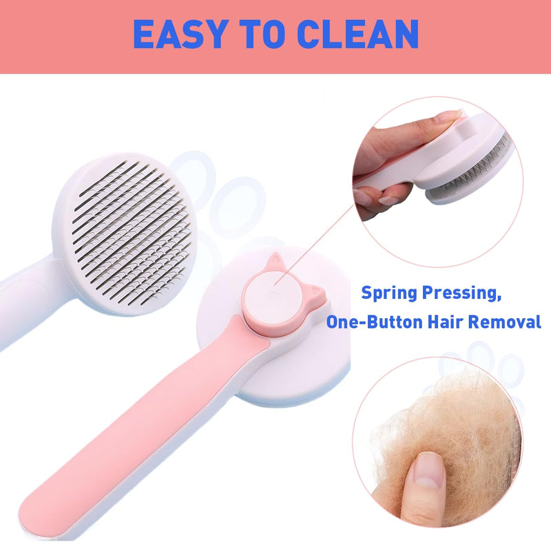 Cat Brush for Shedding, Pet Hair Remover Glove & Flea Comb, Grooming Brush for Long or Short Haired Cats, Kitten & Rabbit Massage Tool, Removes Loose Fur, Indoor Pet Accessories - PawsPlanet Australia